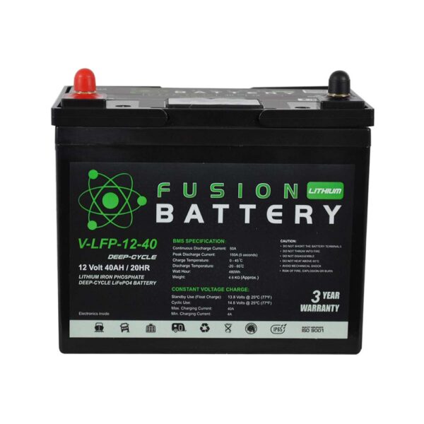 Fusion Lithium 12V Deep Cycle Battery V-LFP-12-40 - Battery Specialists