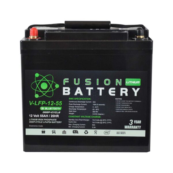 Fusion Lithium 12V Deep Cycle Battery V-LFP-12-55