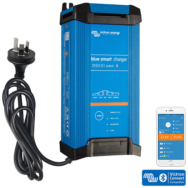 Blue Smart IP22 SLA/LiFePO4 Charger 12V 15A Single Output Fan Assisted BPC121542012 (AU/NZ Plug)