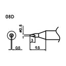 08D 0.8mm x 3mm Bevel Type Soldering Tip with Heating Cartridge