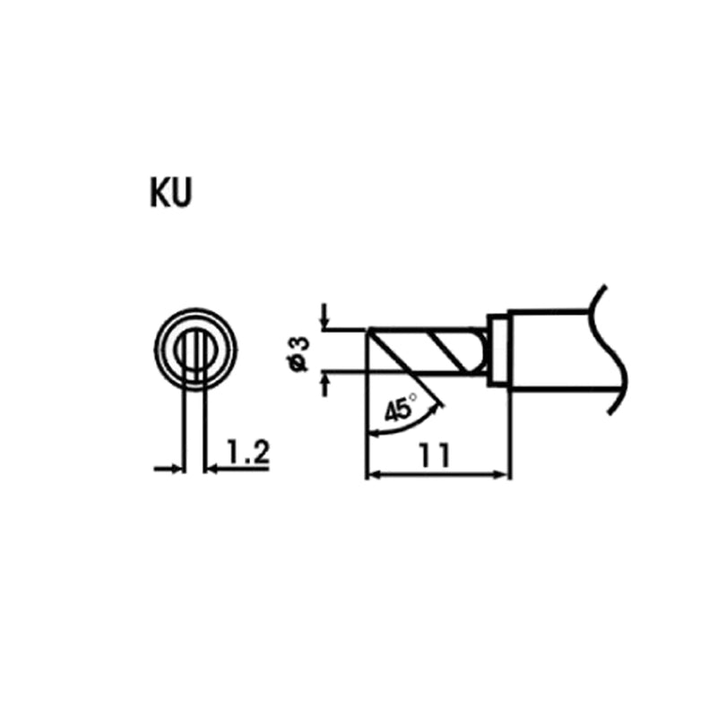 KU 3mm x 11mm Blade Type Soldering Tip with Heating Cartridge