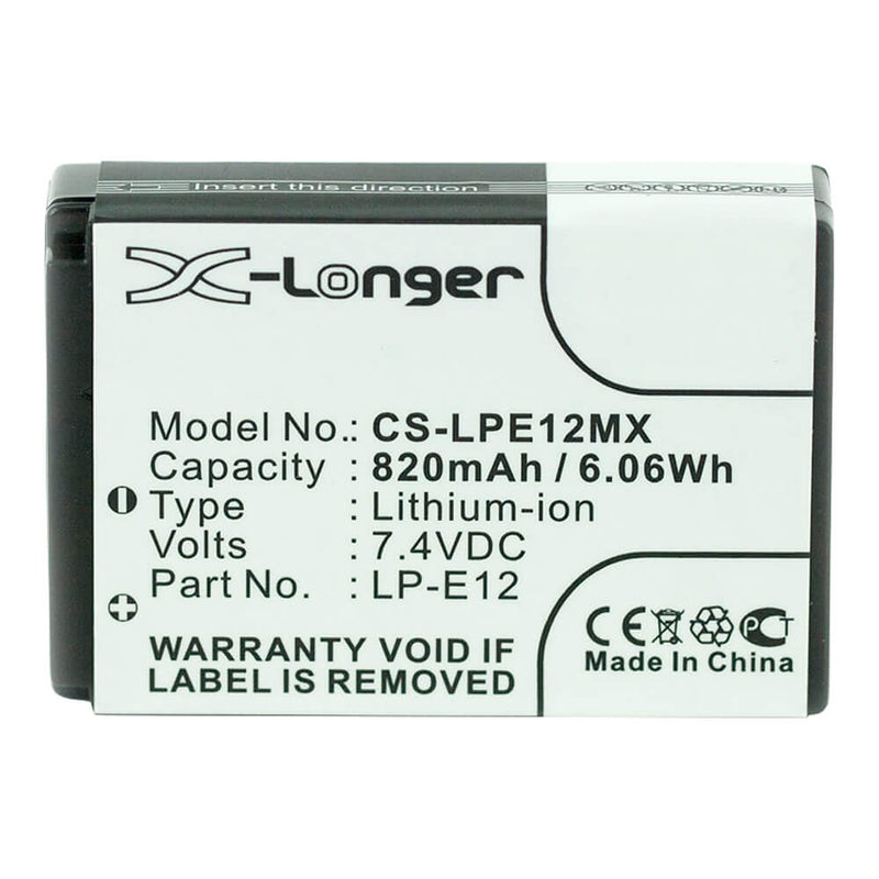 Canon LP-E12 7.4V 820mAh Li-ion - Battery Specialists
