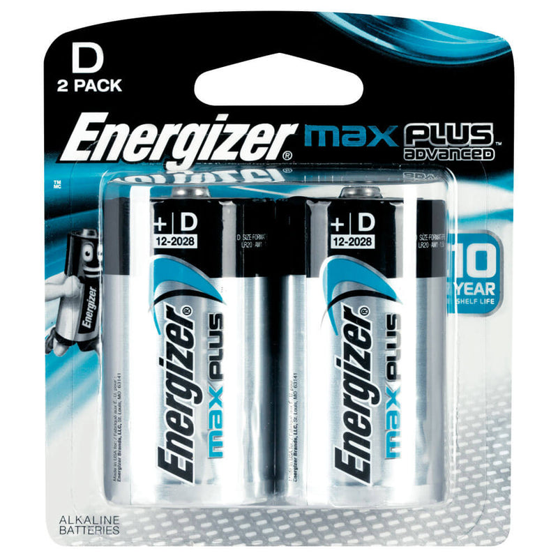 Energizer MAX Plus Advanced D Alkaline Batteries 2 Pack