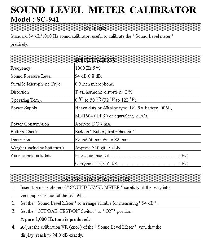 Sound Level Calibrator